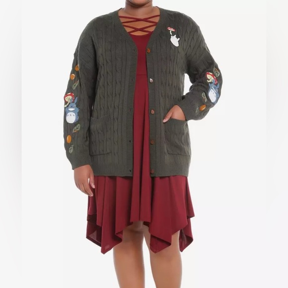 2X Her Universe Studio Ghibli My Neighbor Totoro Forest Green Cardigan - Picture 3 of 4